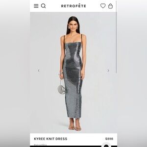 Retrofete Silver Strapless Dress